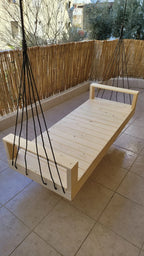 Reversible Hanging Sofa Modern Pine Wood Swing Couch Indoor Outdoor Lounger Home art paris production