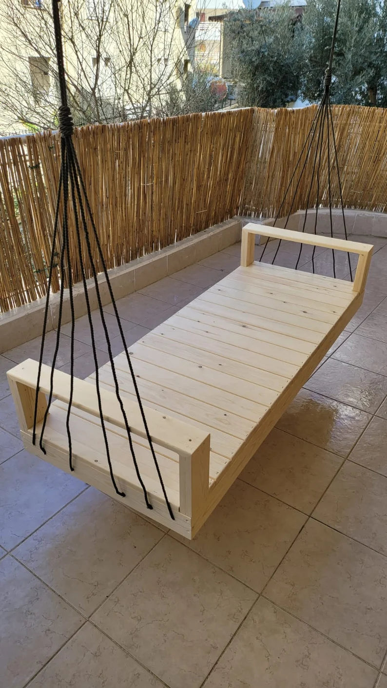 Reversible Hanging Sofa Modern Pine Wood Swing Couch Indoor Outdoor Lounger Home art paris production