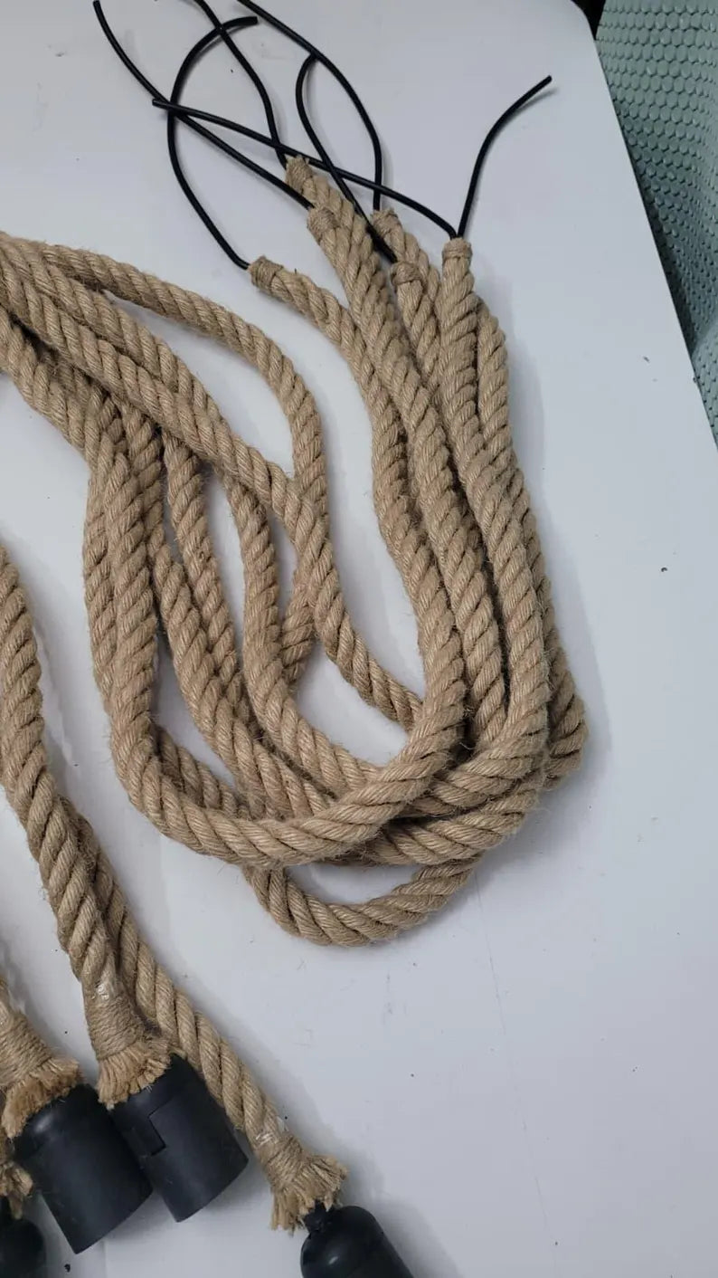 Rope Chandelier Custom Length Rustic Pendant Light Jute Rope Lamp Industrial Cafe Restaurant Lighting UL CE Certified Sevo Design