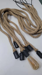 Rope Chandelier Custom Length Rustic Pendant Light Jute Rope Lamp Industrial Cafe Restaurant Lighting UL CE Certified Sevo Design