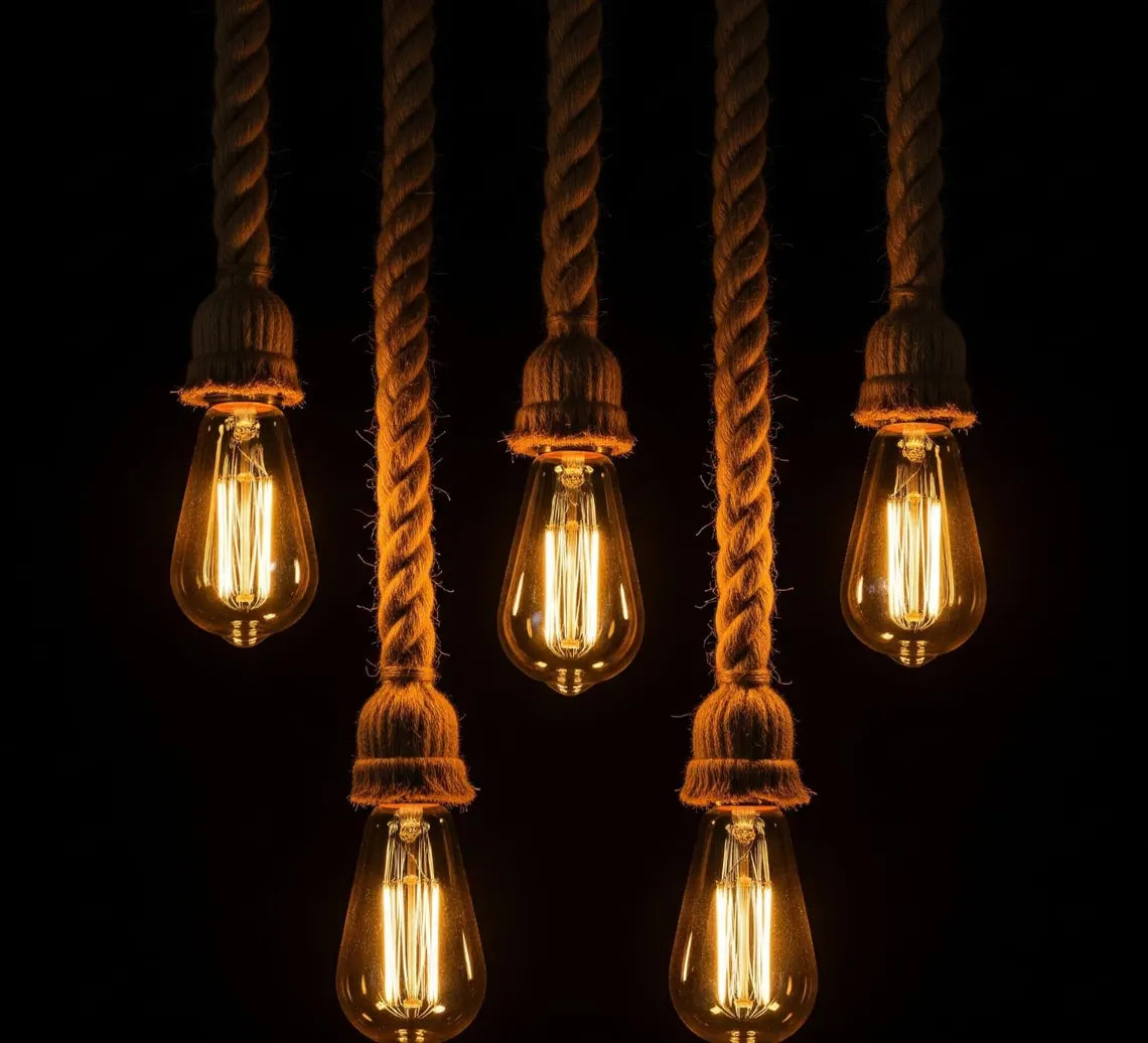 Mega Installation 50-Piece Set Double Sided Rope Chandelier Custom Length Nautical Industrial Lighting Homeartparis production