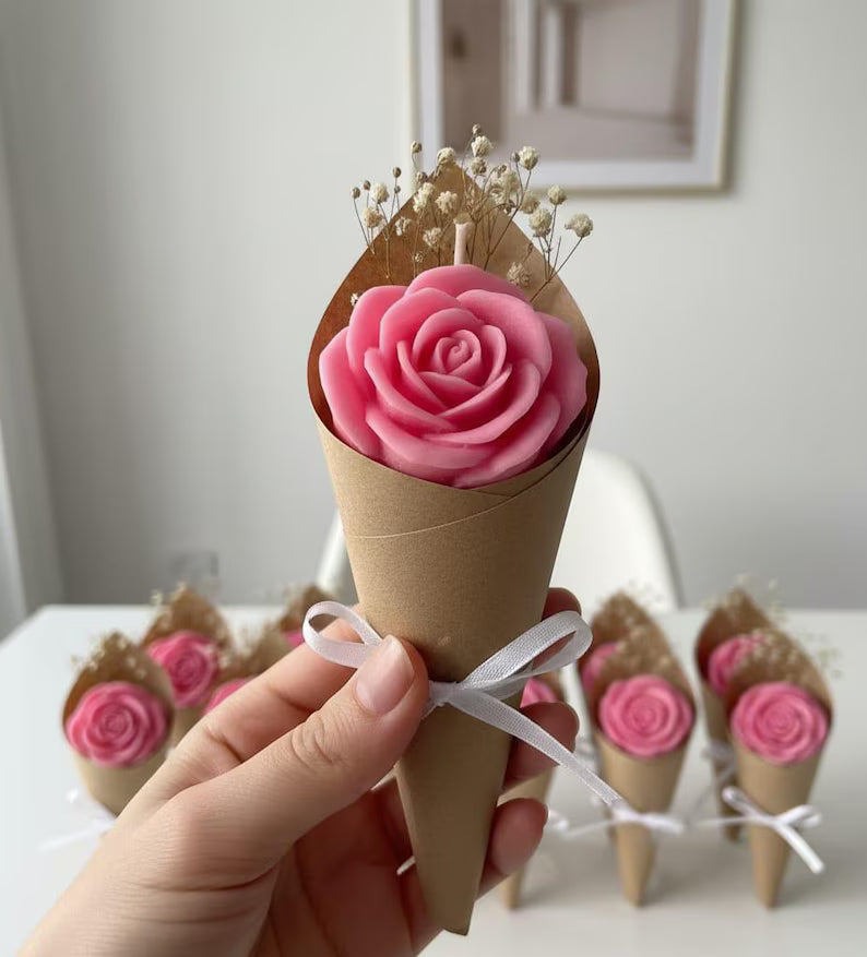 3 pcs Rose Flower Candle in Cone Scented Decorative Candle Homeartparis production