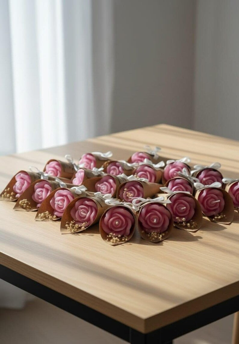 3 pcs Rose Flower Candle in Cone Scented Decorative Candle Homeartparis production