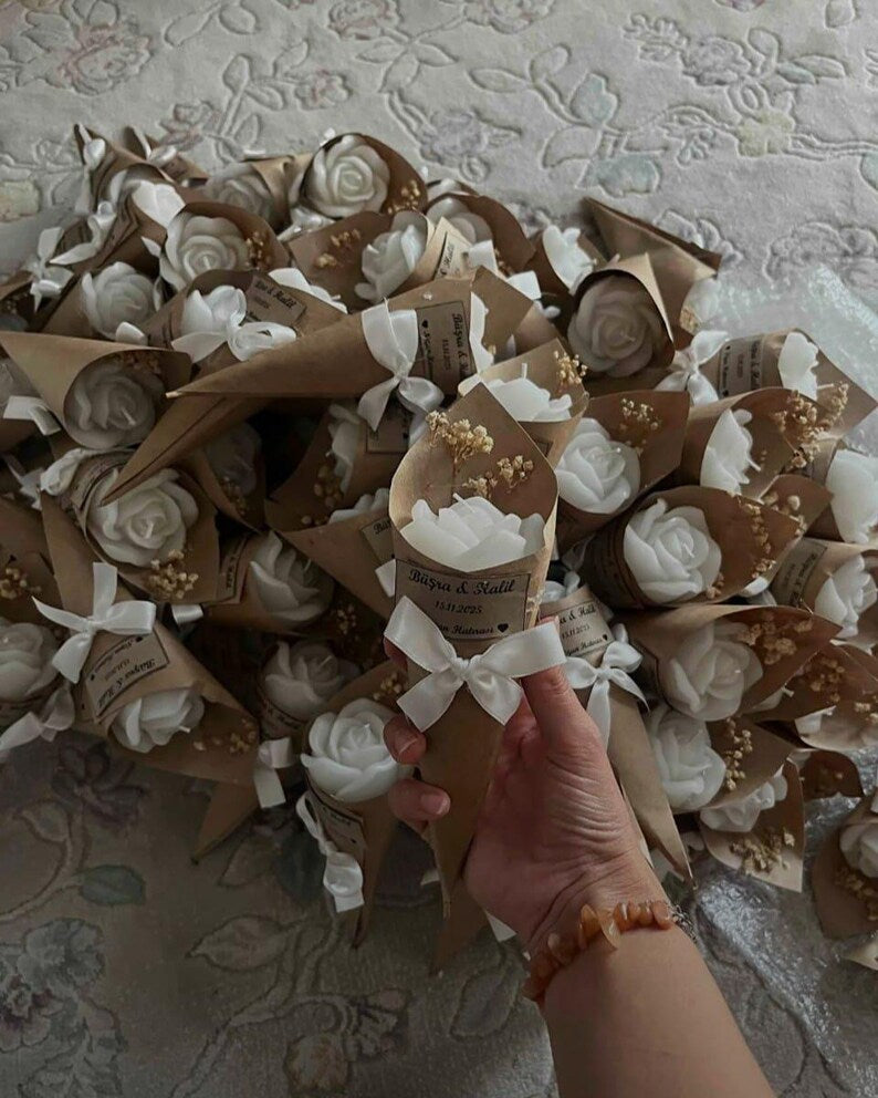 3 pcs Rose Flower Candle in Cone Scented Decorative Candle Homeartparis production