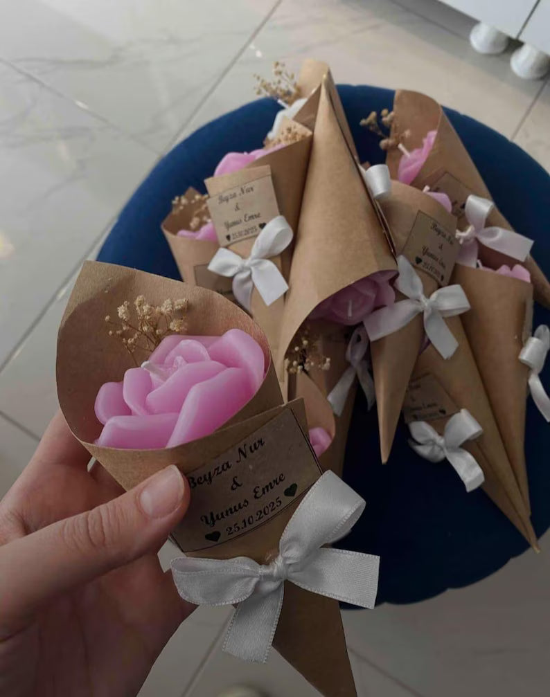 3 pcs Rose Flower Candle in Cone Scented Decorative Candle Homeartparis production