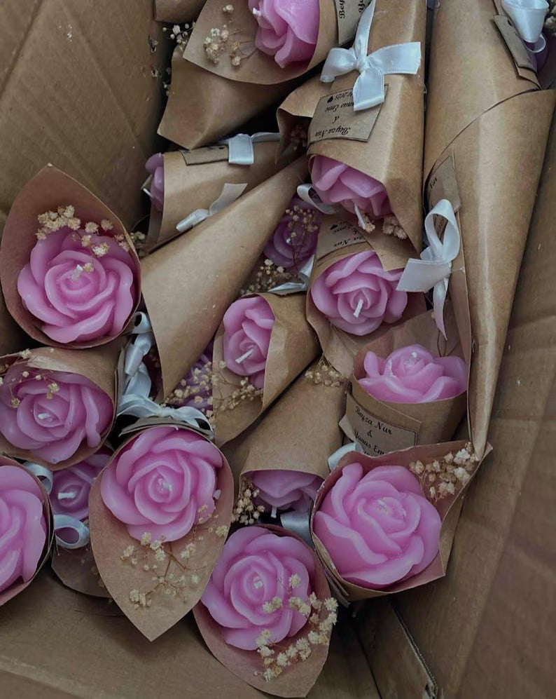 3 pcs Rose Flower Candle in Cone Scented Decorative Candle Homeartparis production