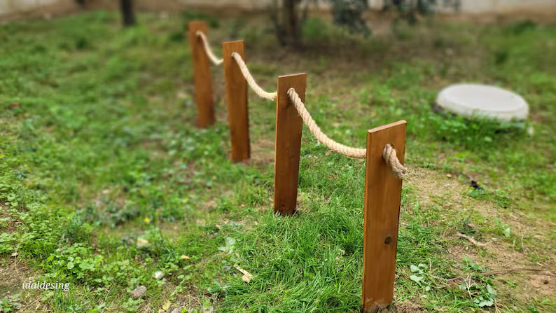 Rustic Rope and Wood Garden Edging Wooden Pathway Border Homeartparis production