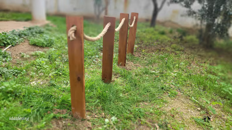 Rustic Rope and Wood Garden Edging Wooden Pathway Border Homeartparis production