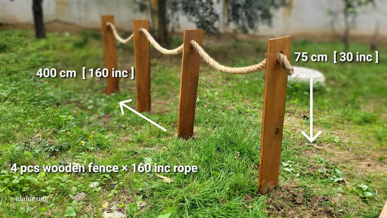 Rustic Rope and Wood Garden Edging Wooden Pathway Border Homeartparis production