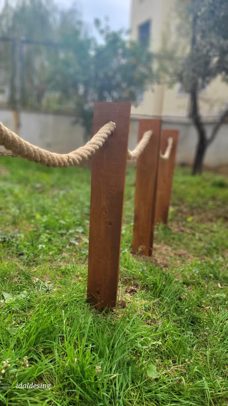 Rustic Rope and Wood Garden Edging Wooden Pathway Border Homeartparis production
