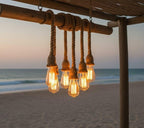 The homeartparis Rustic Wood Chandelier, Industrial Beam Light, 6-Rope Arm Fixture, Farmhouse Kitchen & Bar Lighting