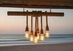 The homeartparis Rustic Wood Chandelier, Industrial Beam Light, 6-Rope Arm Fixture, Farmhouse Kitchen & Bar Lighting