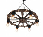 The homeartparis Rustic Wooden Wheel Chandelier | 6-Light Farmhouse Wagon Wheel Pendant | Adjustable Chain Loft Ceiling Fixture E27 (Kopya)
