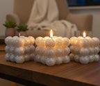 homeartparis Set of 3 Shining Gilded Bubble Candles Aesthetic Cube Candle Pack Homeartparis production