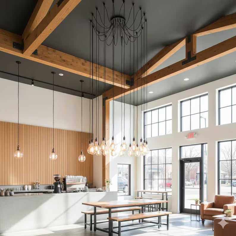 10 Arm Spider Chandelier, UL & CE Certified Black Cable Light, 150cm Adjustable Arms, Modern Industrial Pendant Light, Minimalist Ceiling