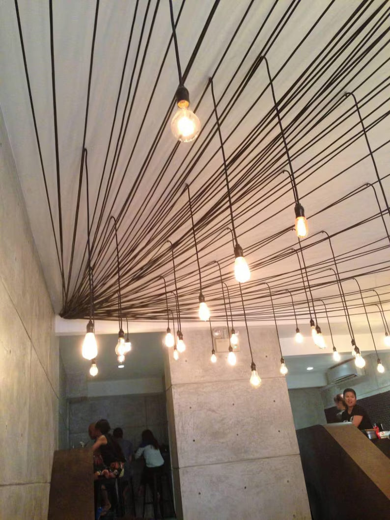 10 Arm Spider Chandelier, UL & CE Certified Black Cable Light, 150cm Adjustable Arms, Modern Industrial Pendant Light, Minimalist Ceiling
