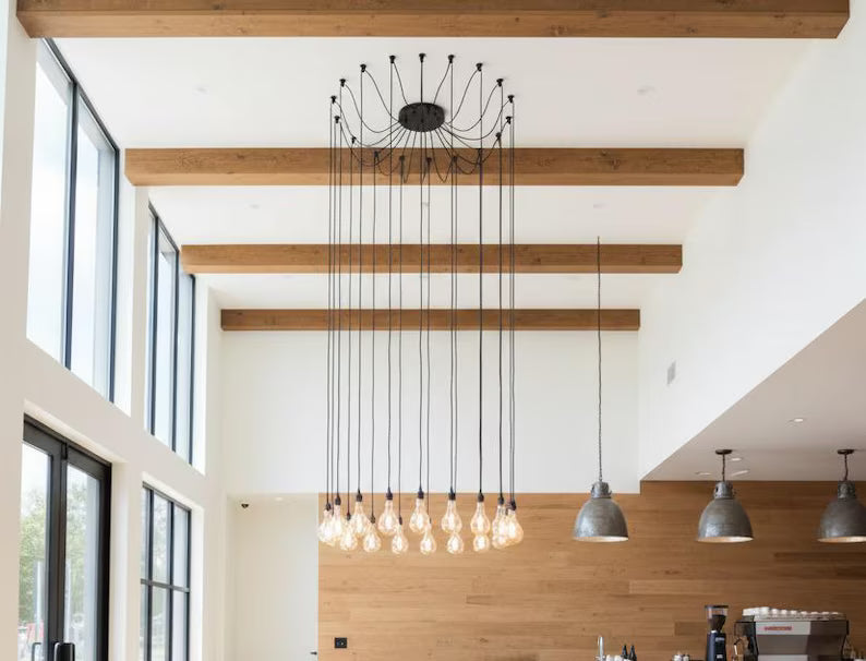 10 Arm Spider Chandelier, UL & CE Certified Black Cable Light, 150cm Adjustable Arms, Modern Industrial Pendant Light, Minimalist Ceiling