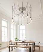 10 Arm Spider Chandelier, UL & CE Certified Black Cable Light, 150cm Adjustable Arms, Modern Industrial Pendant Light, Minimalist Ceiling