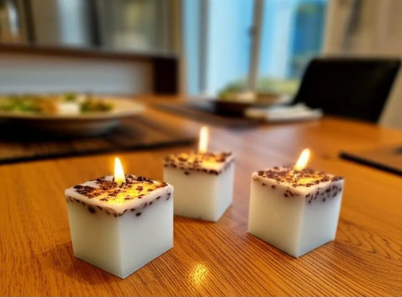 homeartparis Handmade Square Coffee Bean Candle, Rustic Home Decor, Desk & Office Decor, Housewarming Gift, Coffee Lover Gift