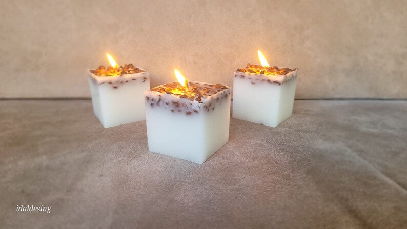 homeartparis Handmade Square Coffee Bean Candle, Rustic Home Decor, Desk & Office Decor, Housewarming Gift, Coffee Lover Gift