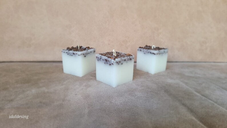 homeartparis Handmade Square Coffee Bean Candle, Rustic Home Decor, Desk & Office Decor, Housewarming Gift, Coffee Lover Gift
