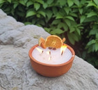 homeartparis Terracotta Bowl Candle, 5 Wick Cinnamon & Fruit Candle, Rustic Table Centerpiece, Kitchen Decor, Housewarming Gift