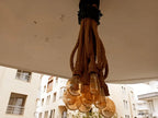 Waterfall Rope Chandelier, Rustic Cluster Light, Stairwell & High Ceiling Lighting, 8-Arm Jute Pendant
