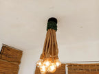 Waterfall Rope Chandelier, Rustic Cluster Light, Stairwell & High Ceiling Lighting, 8-Arm Jute Pendant