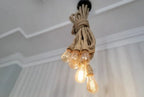 Waterfall Rope Chandelier, Rustic Cluster Light, Stairwell & High Ceiling Lighting, 8-Arm Jute Pendant