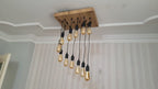 Waterfall Wood Chandelier, Stairwell Lighting Fixture, 12-Light Rustic Lamp, High Ceiling & Kitchen Island Pendant chandelier