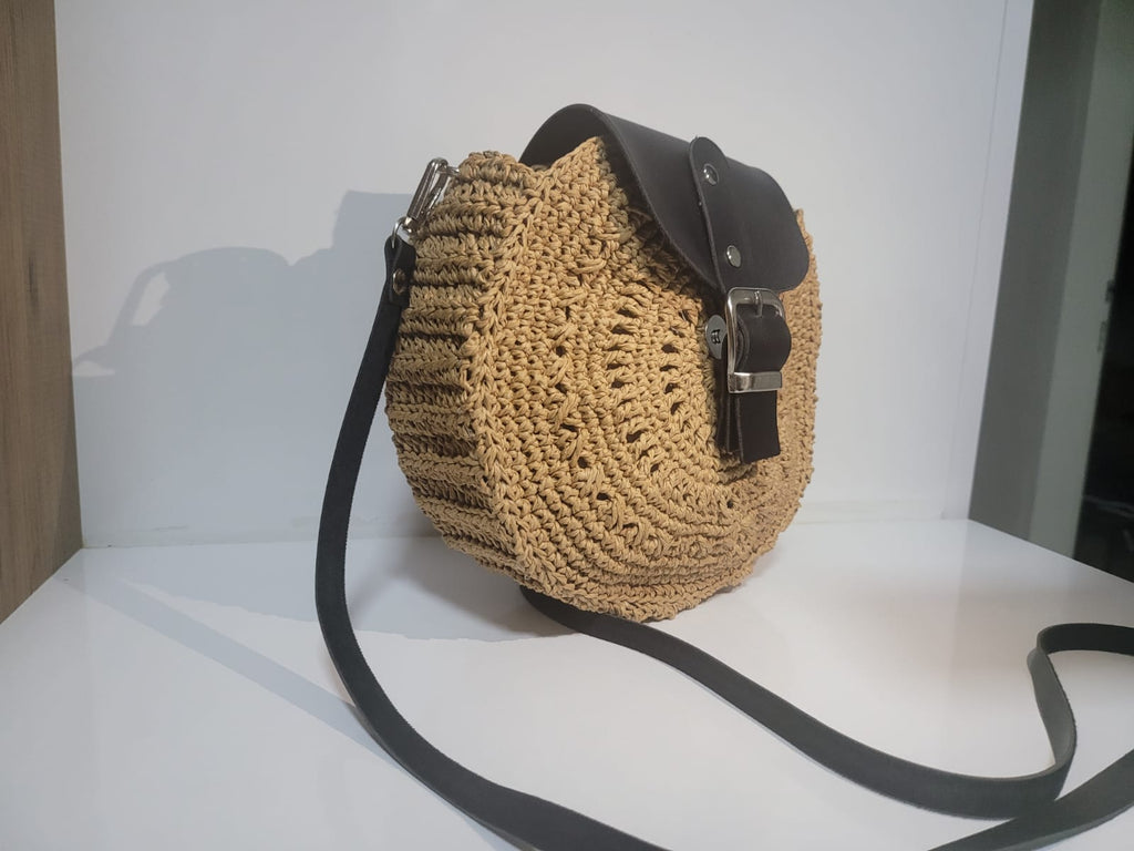 Round Straw Crossbody Bag, Chic City Style Purse, Handmade Woven Circle Bag, Travel Gift by SevalDesing