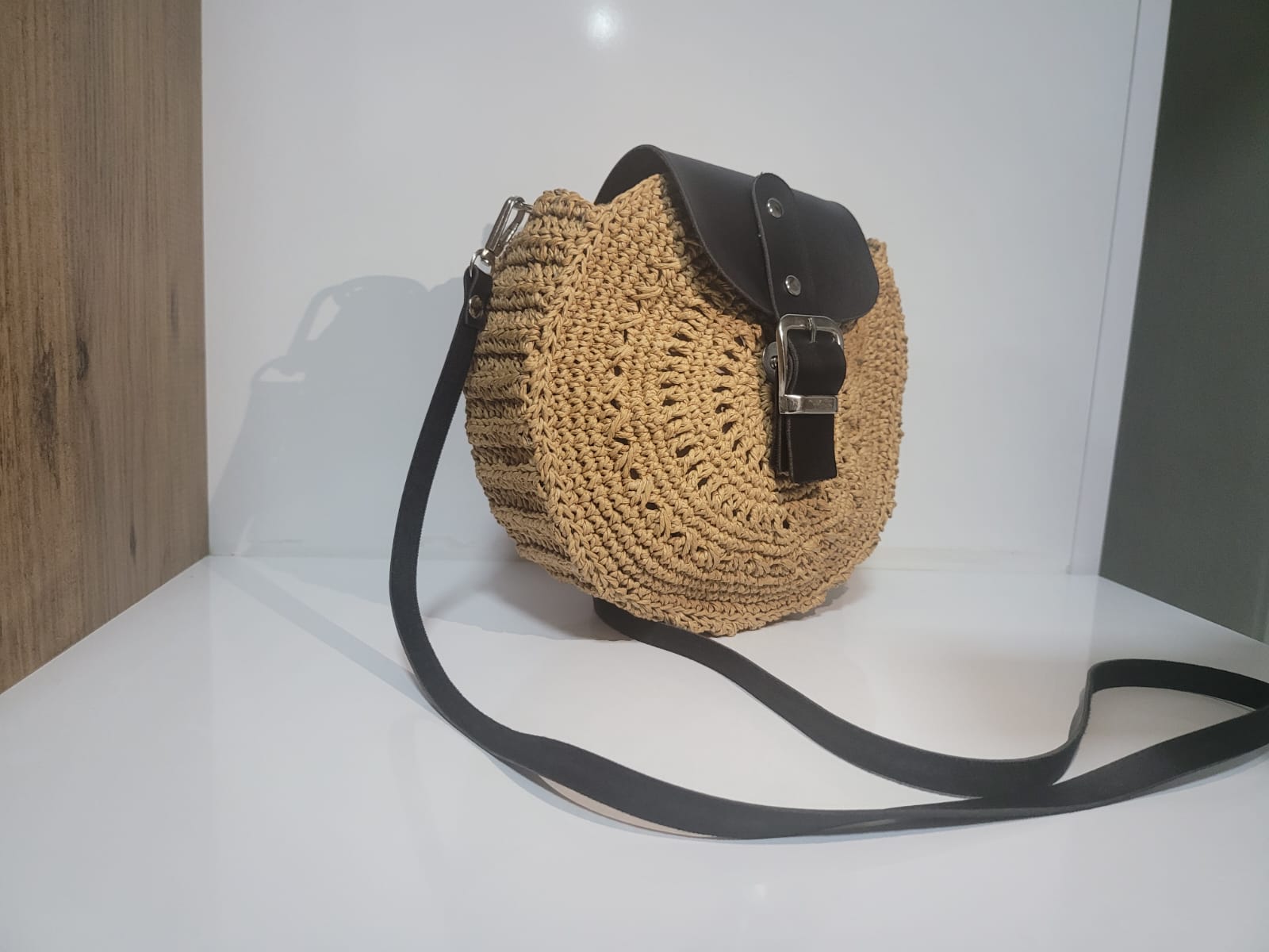 Round Straw Crossbody Bag, Chic City Style Purse, Handmade Woven Circle Bag, Travel Gift by SevalDesing