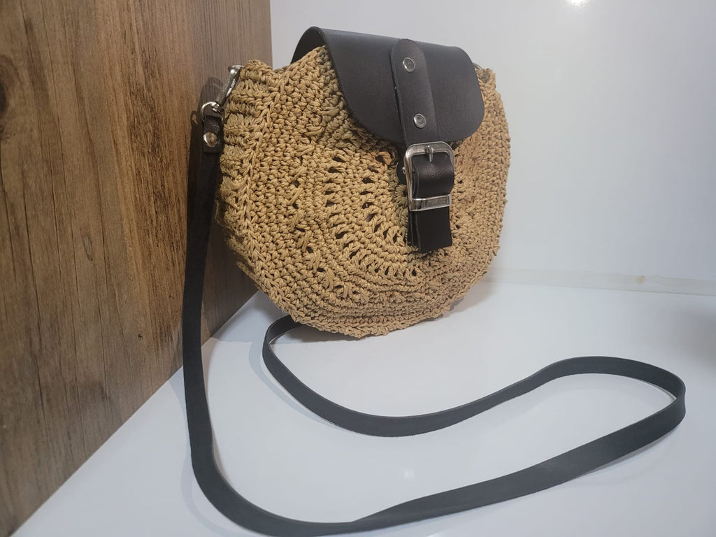 Round Straw Crossbody Bag, Chic City Style Purse, Handmade Woven Circle Bag, Travel Gift by SevalDesing