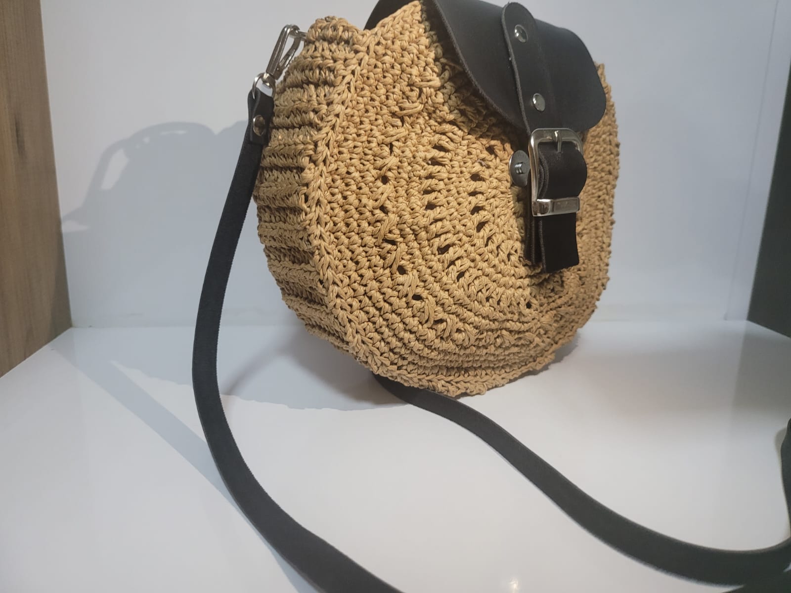 Round Straw Crossbody Bag, Chic City Style Purse, Handmade Woven Circle Bag, Travel Gift by SevalDesing