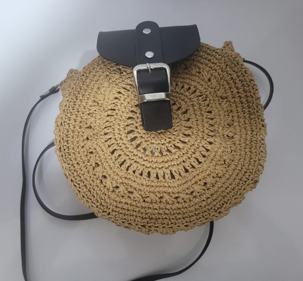 Round Straw Crossbody Bag, Chic City Style Purse, Handmade Woven Circle Bag, Travel Gift by SevalDesing