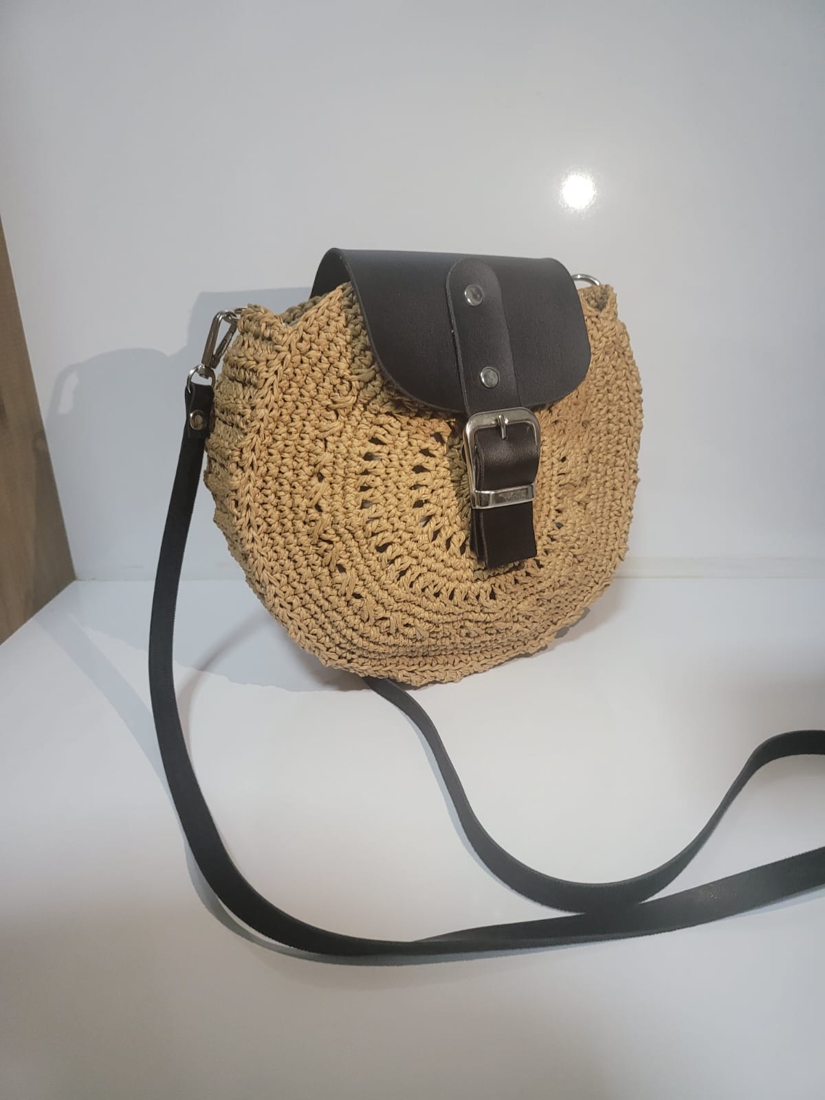 Round Straw Crossbody Bag, Chic City Style Purse, Handmade Woven Circle Bag, Travel Gift by SevalDesing
