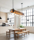 The homeartparis - Large 160cm Wood Beam Chandelier, 15-Light Industrial Statement Fixture, Rustic Restaurant Cafe Bar Lighting