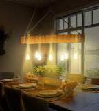 homeartparis - Wood Beam Chandelier with Wire Wrap, 8-Light Rustic Industrial Light, Kitchen Island Pendant Bar, Custom Wood Color