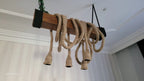 THE Wood Chandelier, Industrial Beam Light, 4-Rope Arm Fixture, Farmhouse Kitchen & Bar Lighting (Kopya)