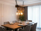 THE Wood Chandelier, Industrial Beam Light, 4-Rope Arm Fixture, Farmhouse Kitchen & Bar Lighting (Kopya)