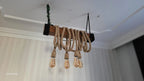 THE Wood Chandelier, Industrial Beam Light, 4-Rope Arm Fixture, Farmhouse Kitchen & Bar Lighting (Kopya)