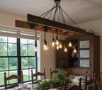homeartparis - Wood Ladder Chandelier, 10-Light Rustic Farmhouse Pendant Light, Reclaimed Style Beam Lighting for Kitchen Bar Cafe