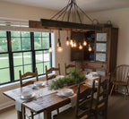 homeartparis - Wood Ladder Chandelier, 10-Light Rustic Farmhouse Pendant Light, Reclaimed Style Beam Lighting for Kitchen Bar Cafe