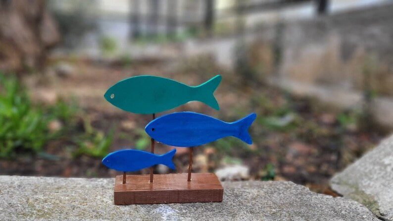 Wooden Fish Family Decor Coastal Nautical Ornament Homeartparis production