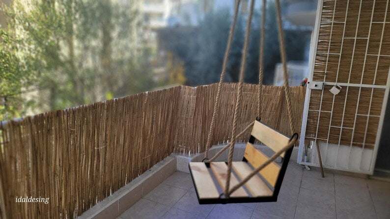 Modern Wooden Swing Industrial Metal Frame Indoor Outdoor Hanging Seat Homeartparis production