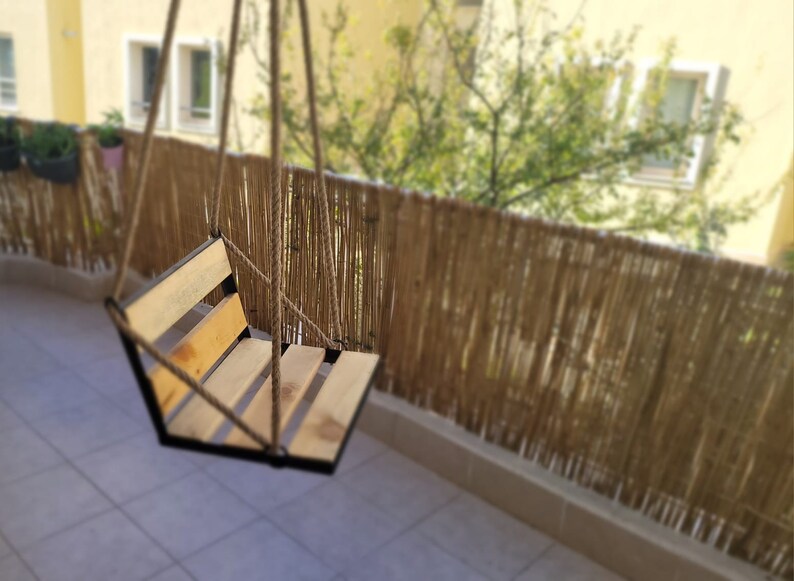 Modern Wooden Swing Industrial Metal Frame Indoor Outdoor Hanging Seat Homeartparis production