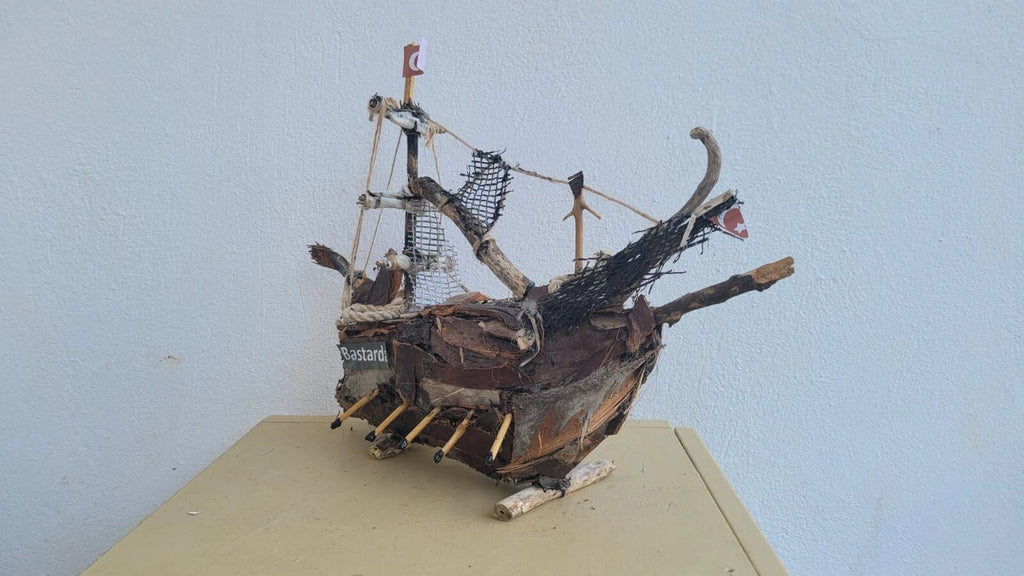 The  Bastarda Vintage Driftwood Sailing Ship Handmade Wooden Model Boat Homeartparis production