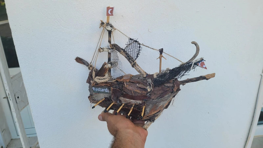 The  Bastarda Vintage Driftwood Sailing Ship Handmade Wooden Model Boat Homeartparis production