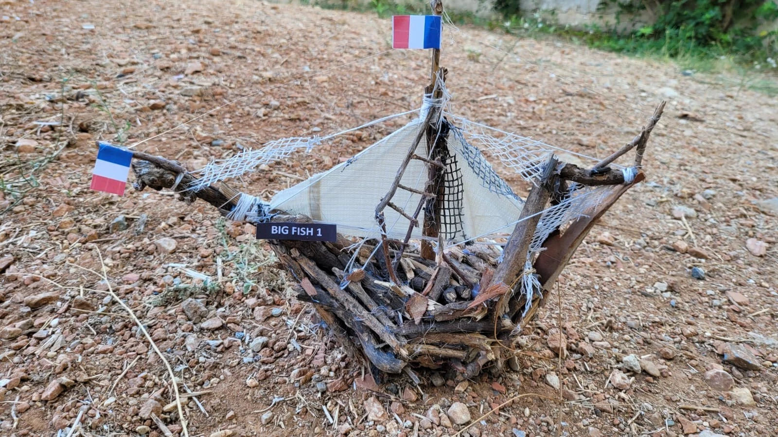 The Big Fish 1 Vintage Driftwood Boat Wood Sailing Ship Model Homeartparis production