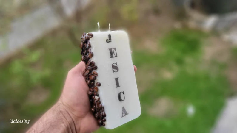 homeartparis coffee bean candle with name, scented coffee bean candle with name, personalized gift, dw decorative handmade coffee bean candle